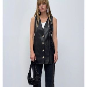 Zara Faux Leather Pinafore dress